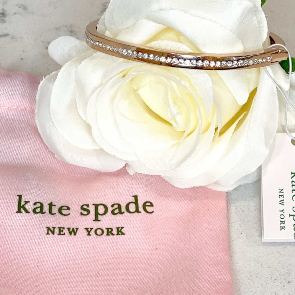 NWT Kate Spade Rose Gold & Rhinestone Crystals Ring It Up Hinged Bangle Bracelet